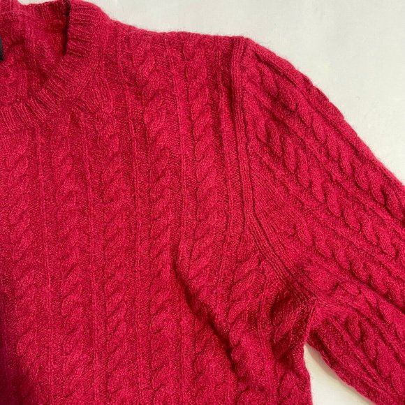 Wool Cashmere Cable Knit Sweater EUC M Women Angora Burgundy Viscose Red - Picture 8 of 16